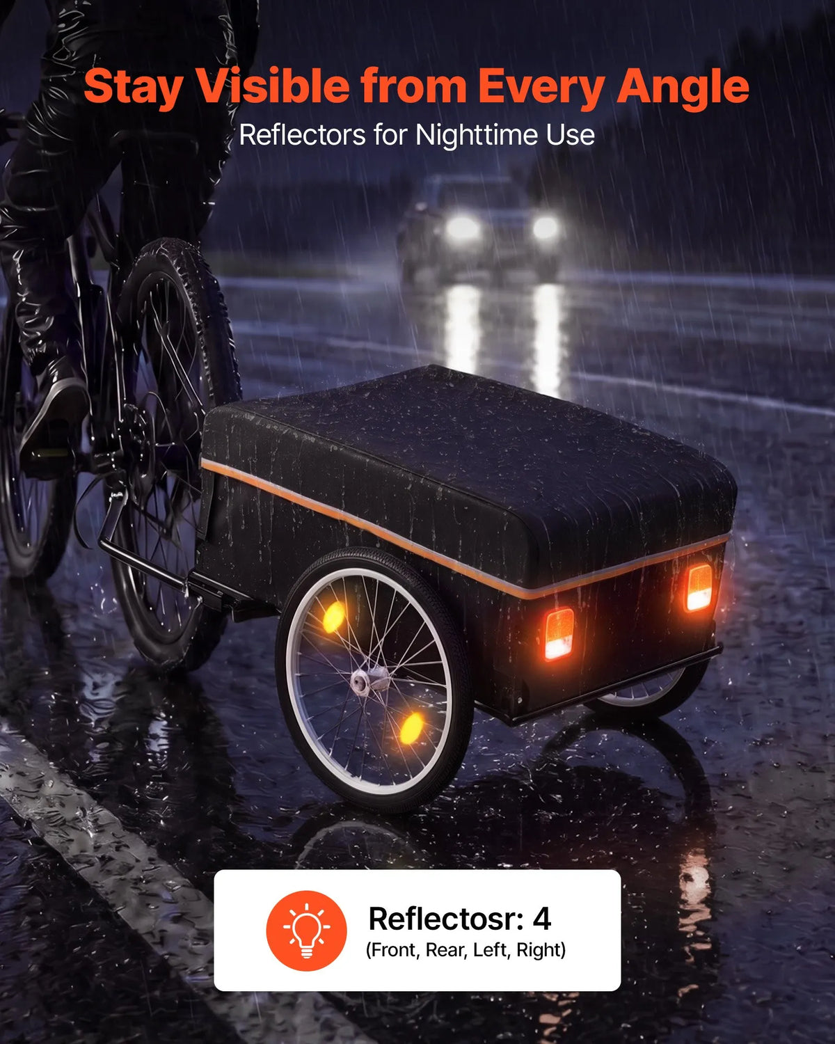VEVOR salokāma velosipēda kravas piekabe, 59 kg, 508 mm riteņi, ar pārsegu