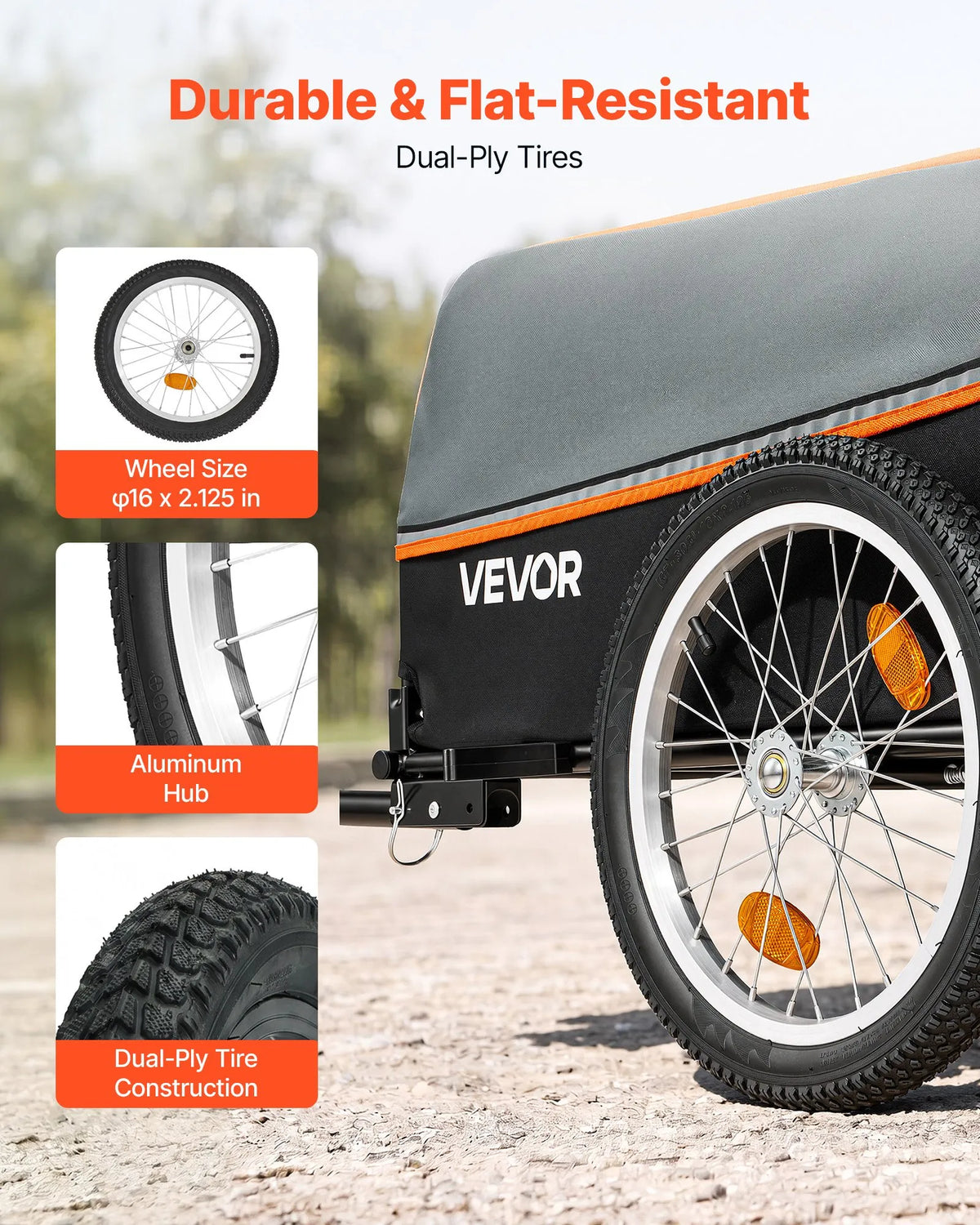 VEVOR salokāma velosipēda kravas piekabe, 40 kg, 406 mm riteņi, ar pārsegu