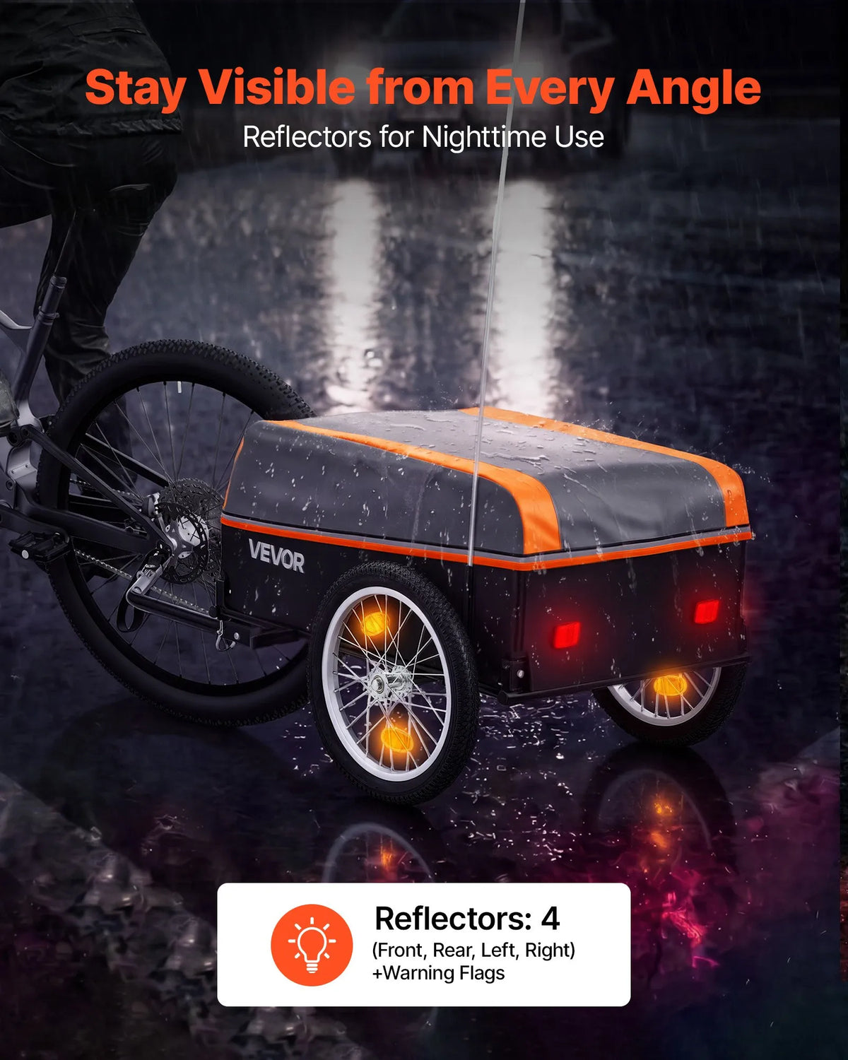 VEVOR salokāma velosipēda kravas piekabe, 40 kg, 406 mm riteņi, ar pārsegu