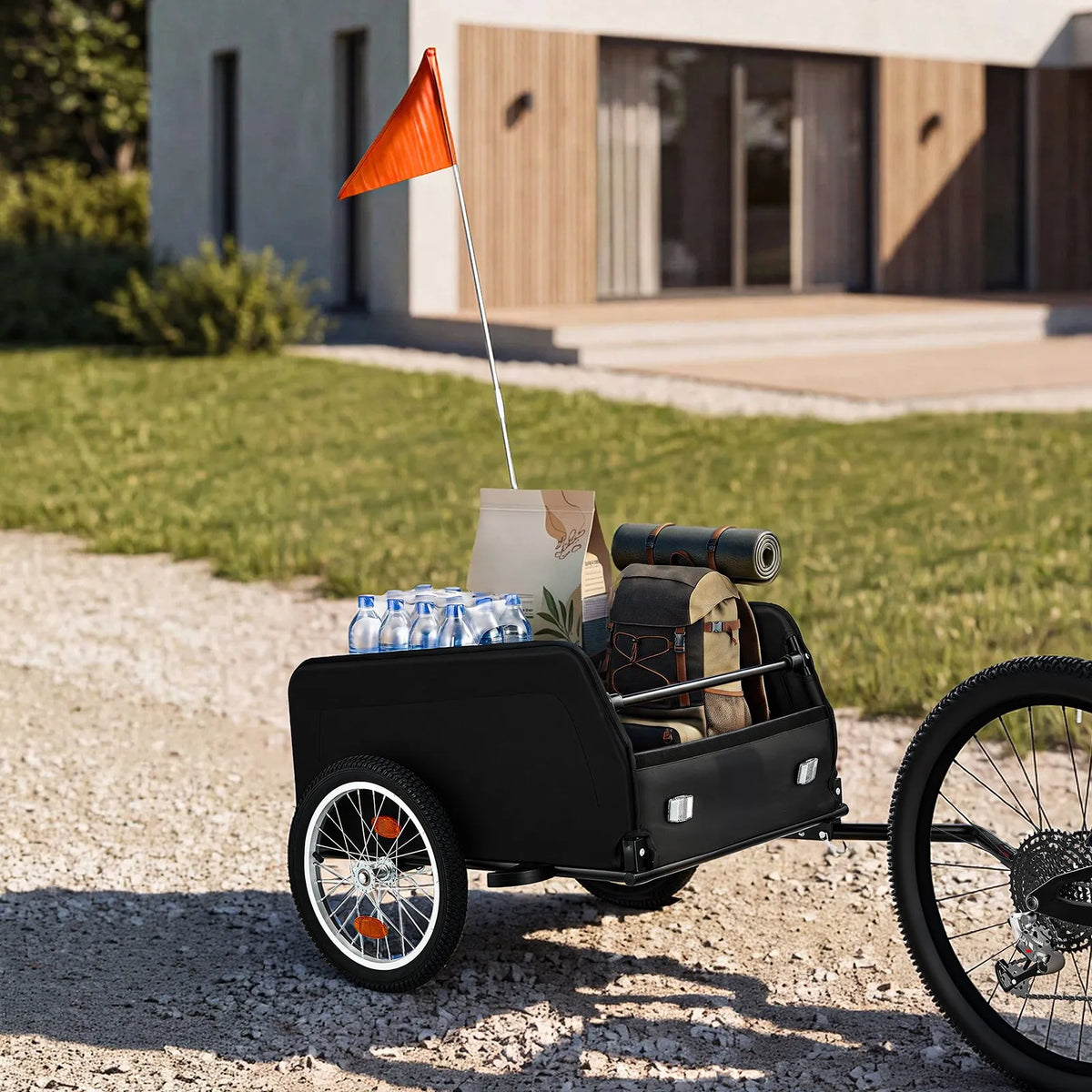 VEVOR salokāma velosipēda kravas piekabe, 40 kg, 406 mm riteņi, ar pārsegu