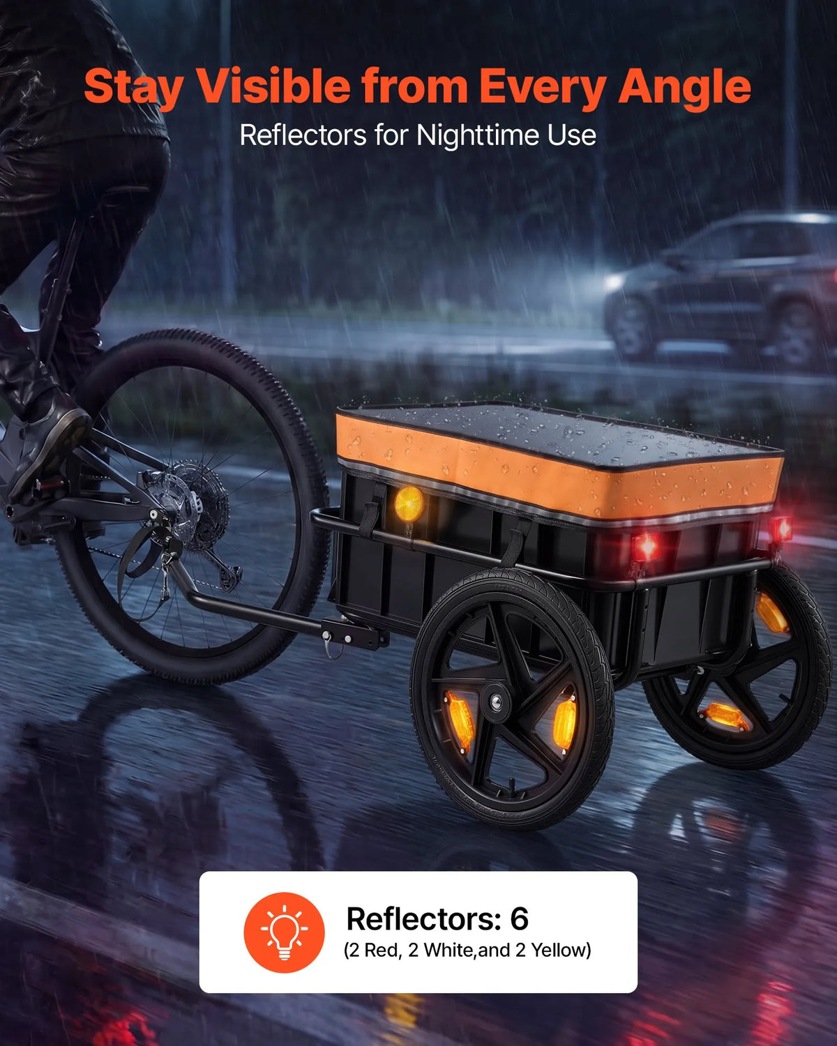 VEVOR 2-in-1 velosipēda kravas piekabe-ratiņi, 45 kg, ar pārsegu