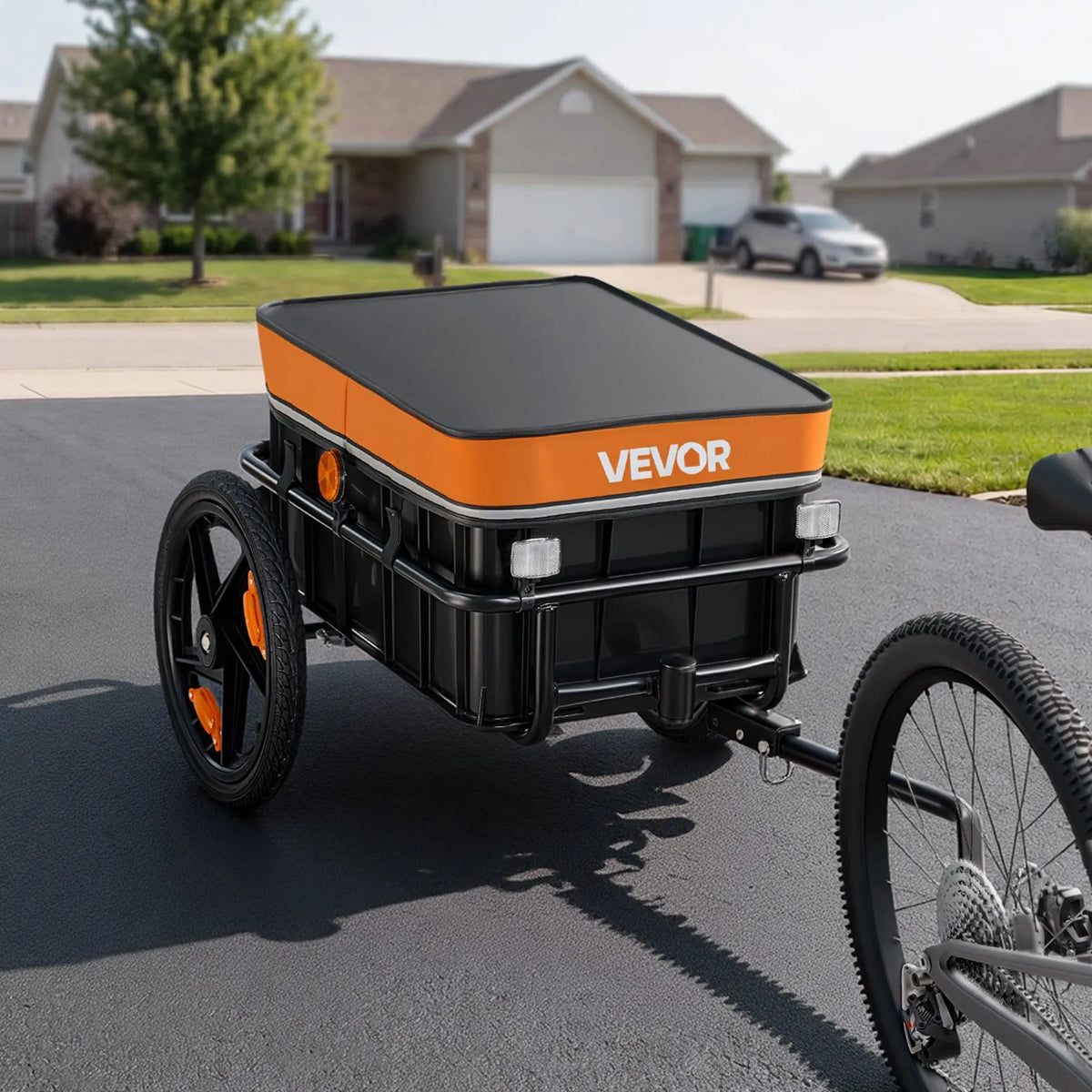 VEVOR 2-in-1 velosipēda kravas piekabe-ratiņi, 45 kg, ar pārsegu