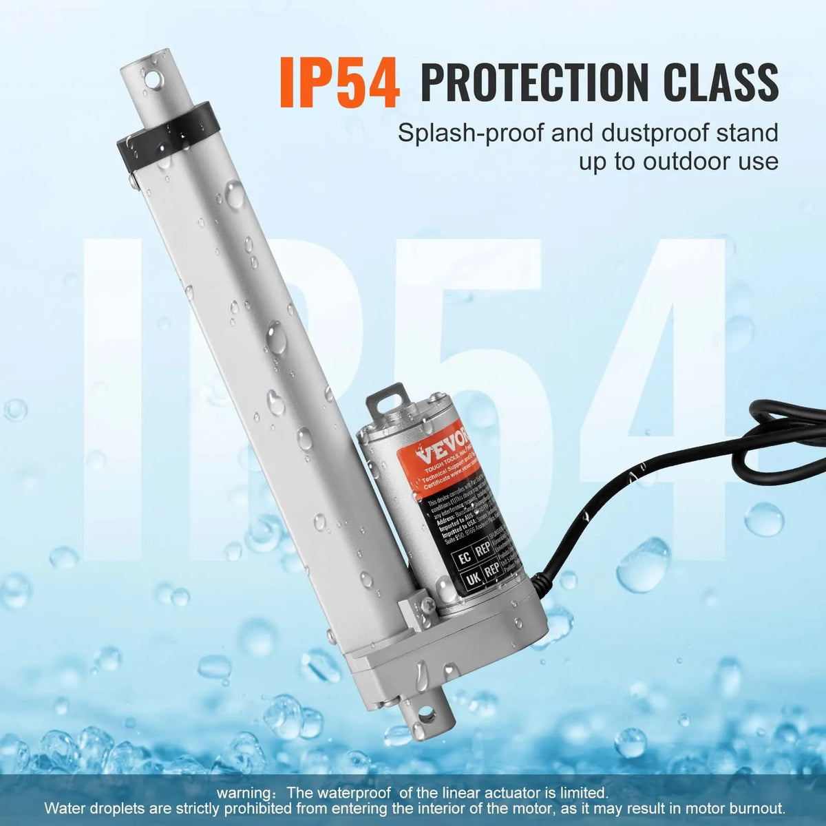 VEVOR lineaarsõiduk 12 V, 15,2 cm, 1,4 cm/s, suur kiirus, 99,8 kg, 1000 N, IP54 kaitseklass