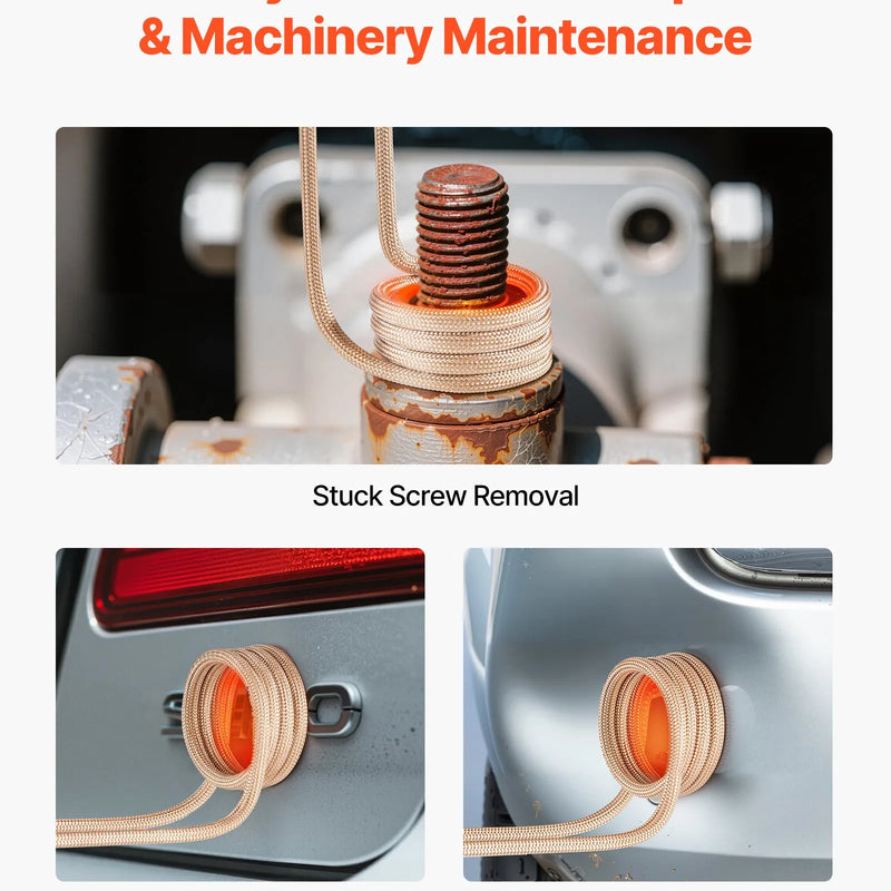 VEVOR indukcijas sildītājs skrūvju noņemšanai, 1100 W, 230 V, magnētiskā indukcijas sildīšanas komplekts, rokas uzgriežņu atbrīvošanas instruments, mini sildīšanas iekārta sarūsējušu skrūvju noņemšanai, auto remonta darbnīcas rīks ar 10 spolēm un koferi