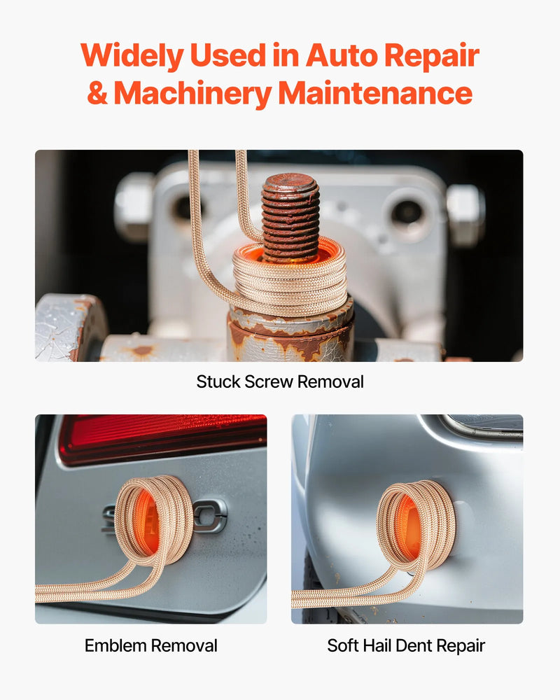VEVOR indukcijas sildītājs skrūvju noņemšanai, 1100 W, 230 V, magnētiskā indukcijas sildīšanas komplekts, rokas uzgriežņu atbrīvošanas instruments, mini sildīšanas iekārta sarūsējušu skrūvju noņemšanai, auto remonta darbnīcas rīks ar 10 spolēm un koferi