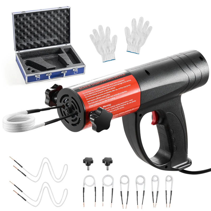 VEVOR indukcijas sildītājs skrūvju un uzgriežņu atskrūvēšanai, 1500 W, 230 V, rokas indukcijas sildīšanas ierīce ar 8 spoles komplektu un uzglabāšanas kasti, paredzēta sarūsējušu skrūvju un uzgriežņu noņemšanai automašīnu remontam