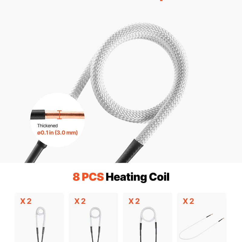 VEVOR indukcijas sildītājs skrūvju un uzgriežņu atskrūvēšanai, 1500 W, 230 V, rokas indukcijas sildīšanas ierīce ar 8 spoles komplektu un uzglabāšanas kasti, paredzēta sarūsējušu skrūvju un uzgriežņu noņemšanai automašīnu remontam