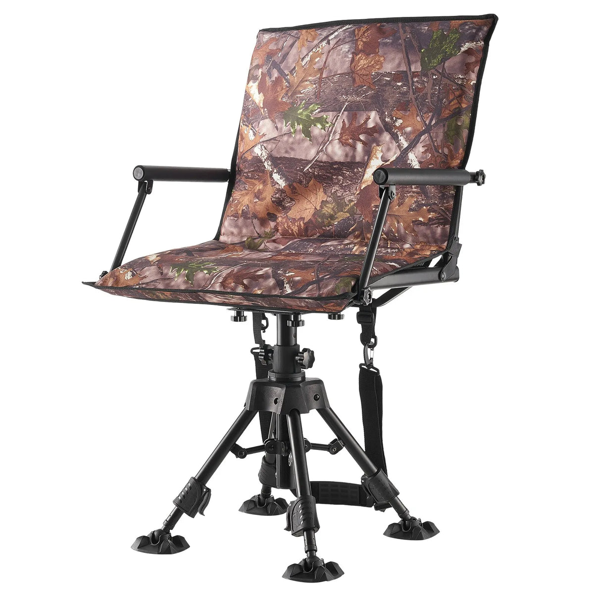VEVOR Hunting Chair, 360° Silent Rotating, Foldable Portable Blind Chair with Armrests, Canopy, Anti-Slip Feet, Adjustable Height, Durable Steel Frame, 158 kg Load Capacity, Suitable for Camping