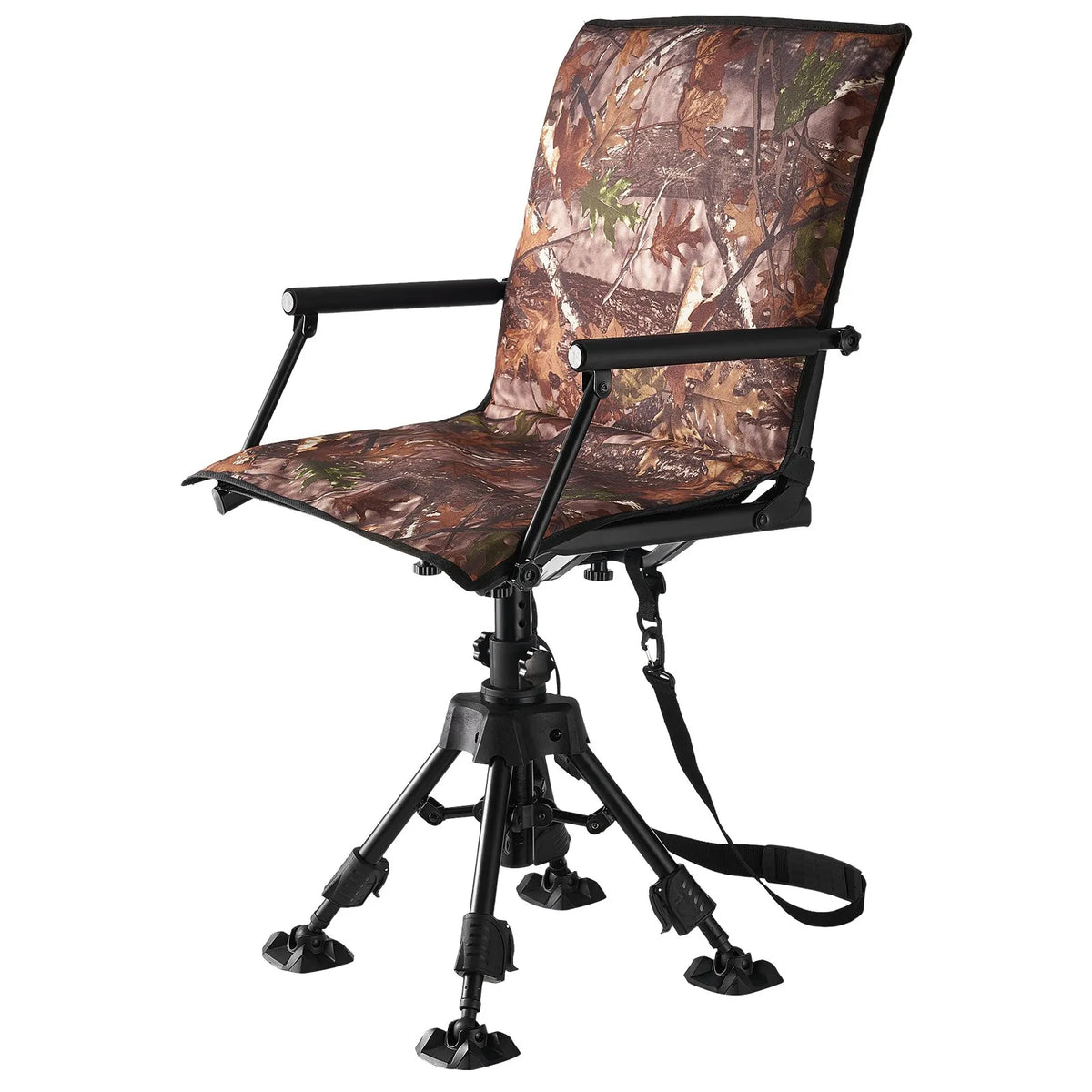 VEVOR Hunting Chair, 360° Silent Rotating, Foldable Portable Blind Chair with Armrests, Canopy, Anti-Slip Feet, Adjustable Height, Durable Steel Frame, 158 kg Load Capacity, Suitable for Camping