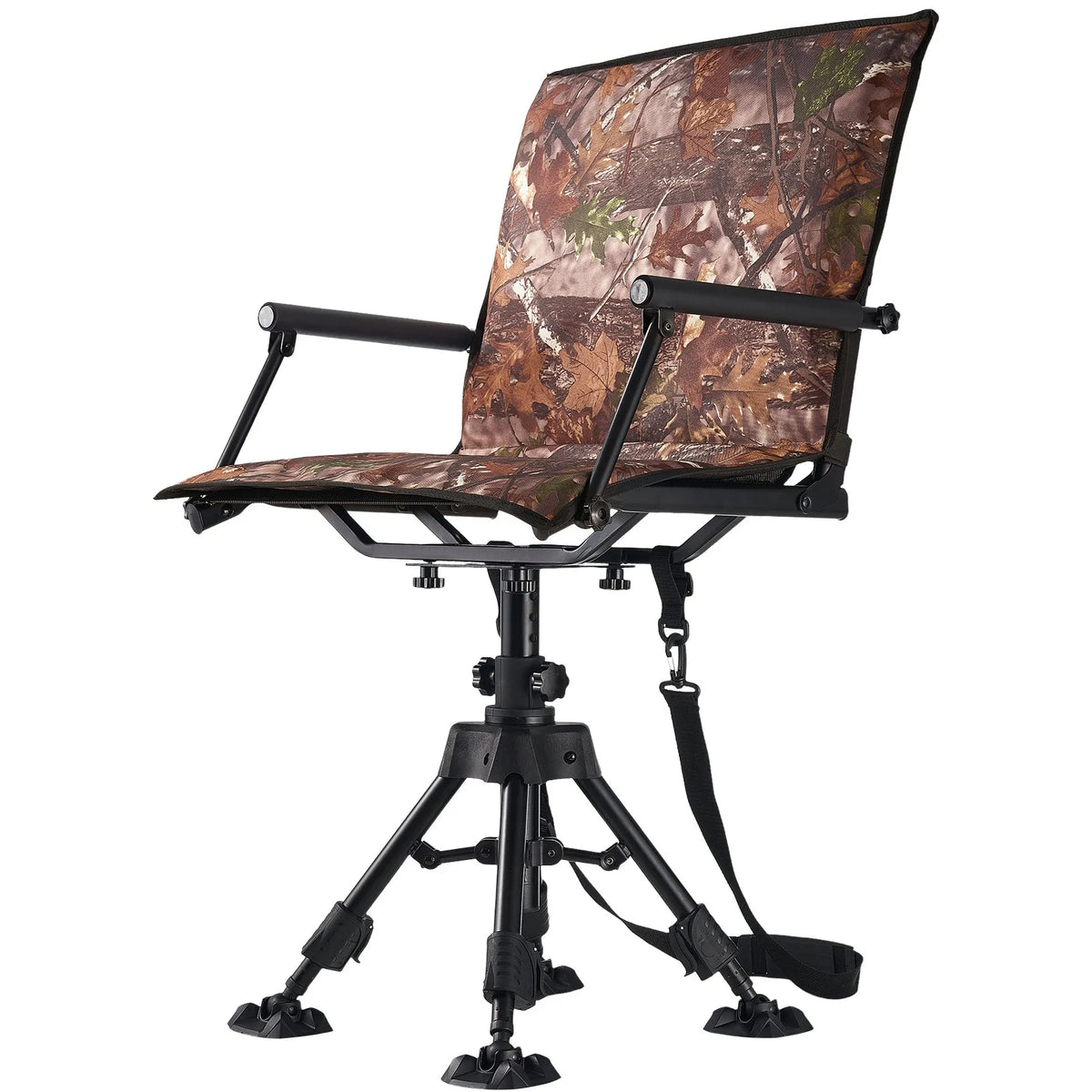 VEVOR Hunting Chair, 360° Silent Rotating, Foldable Portable Blind Chair with Armrests, Canopy, Anti-Slip Feet, Adjustable Height, Durable Steel Frame, 158 kg Load Capacity, Suitable for Camping