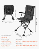 Medību krēsls ar 360° klusu rotāciju — saliekams un pārnēsājams krēsls slēpnim. Izturīgs tērauda rāmis, roku balsti, regulējama plecu siksna un pretiegrimšanas kājas. Maksimālā slodze – 136 kg; piemērots arī makšķerēšanai.