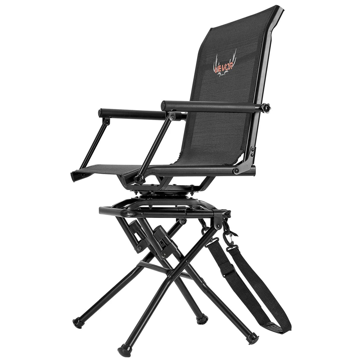 VEVOR Hunting Chair, 360° Silent Rotating, Foldable Lightweight Portable Blind Chair with Armrests, Adjustable Shoulder Strap, Durable Steel Frame, 136 kg Load Capacity, Suitable for Fishing and Camping