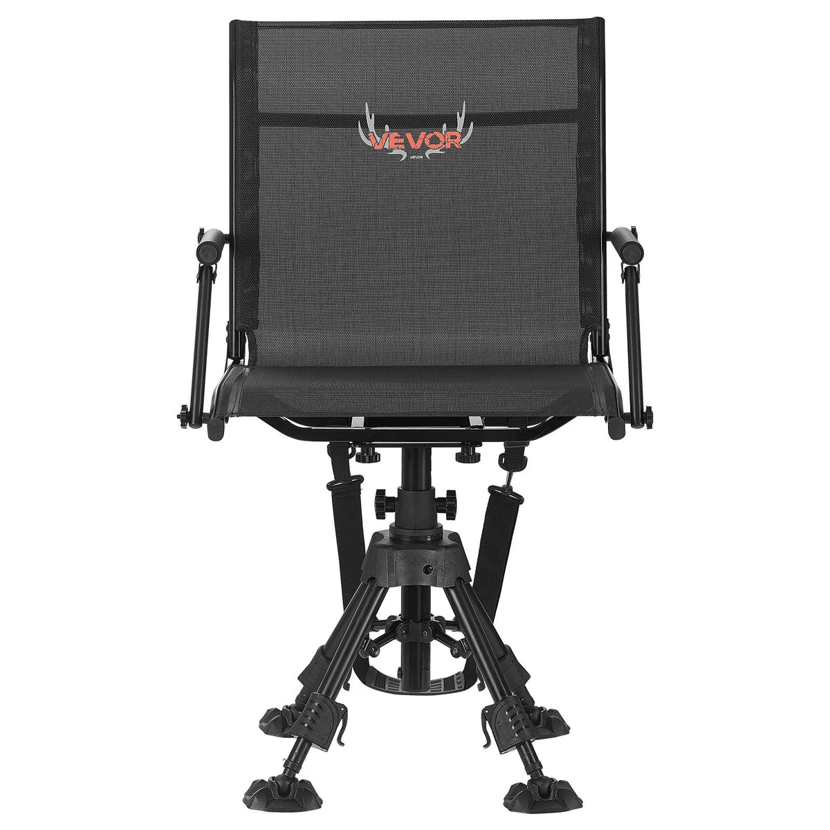 VEVOR Hunting Chair, 360° Silent Rotating, Foldable Portable Blind Chair with Armrests, Anti-Slip Feet, Adjustable Height, Durable Steel Frame, 158 kg Load Capacity, Suitable for Fishing and Camping
