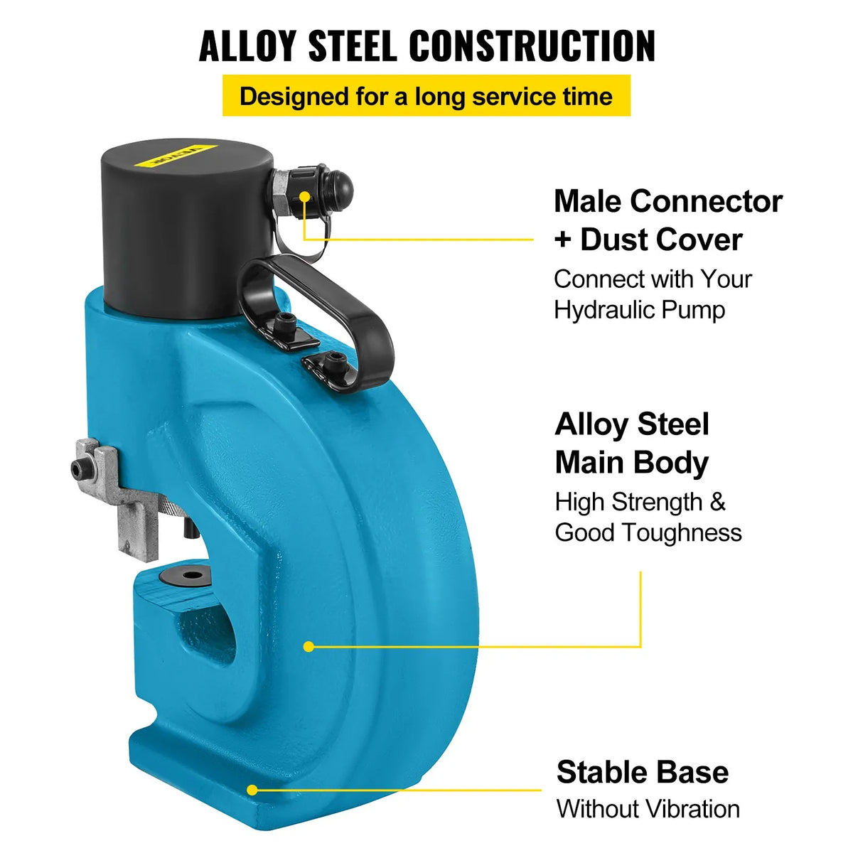 VEVOR CH-70 Hydraulic Drill-Breaker (Drilling and Breaking Tool) with 35 T Force, Flat Copper Drilling Capability, Electric L-Shaped Pump, and CP-700 H and CFP-800-1 Tungsten Steel Busbar Attachments