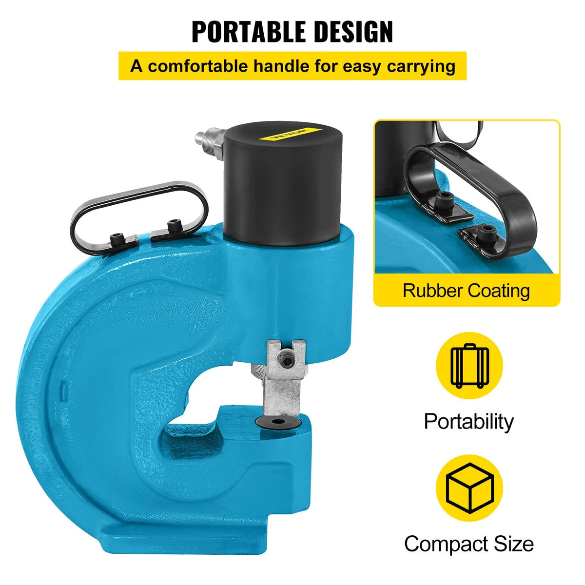 VEVOR CH-70 Hydraulic Drill-Breaker (Drilling and Breaking Tool) with 35 T Force, Flat Copper Drilling Capability, Electric L-Shaped Pump, and CP-700 H and CFP-800-1 Tungsten Steel Busbar Attachments