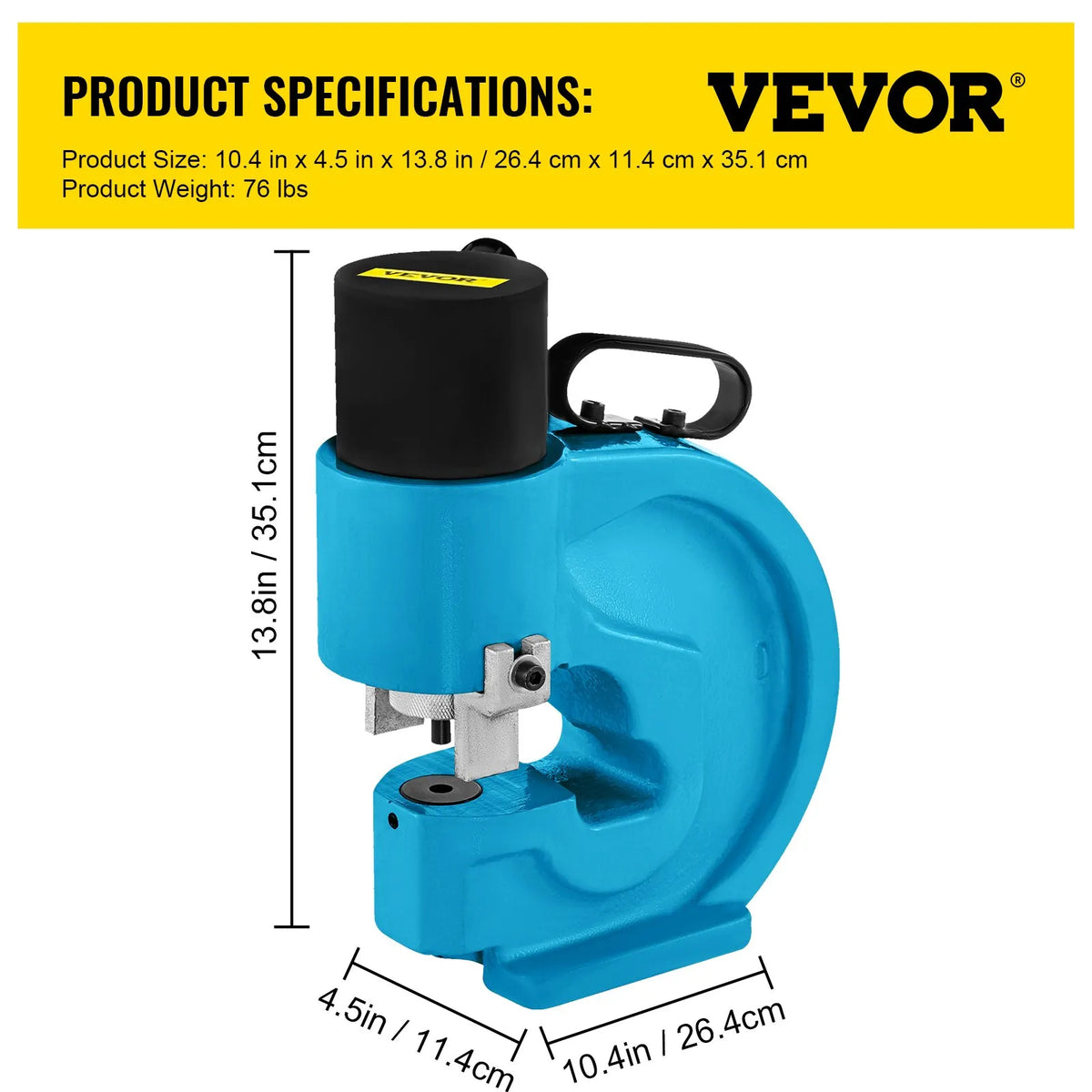 VEVOR CH-70 Hydraulic Drill-Breaker (Drilling and Breaking Tool) with 35 T Force, Flat Copper Drilling Capability, Electric L-Shaped Pump, and CP-700 H and CFP-800-1 Tungsten Steel Busbar Attachments