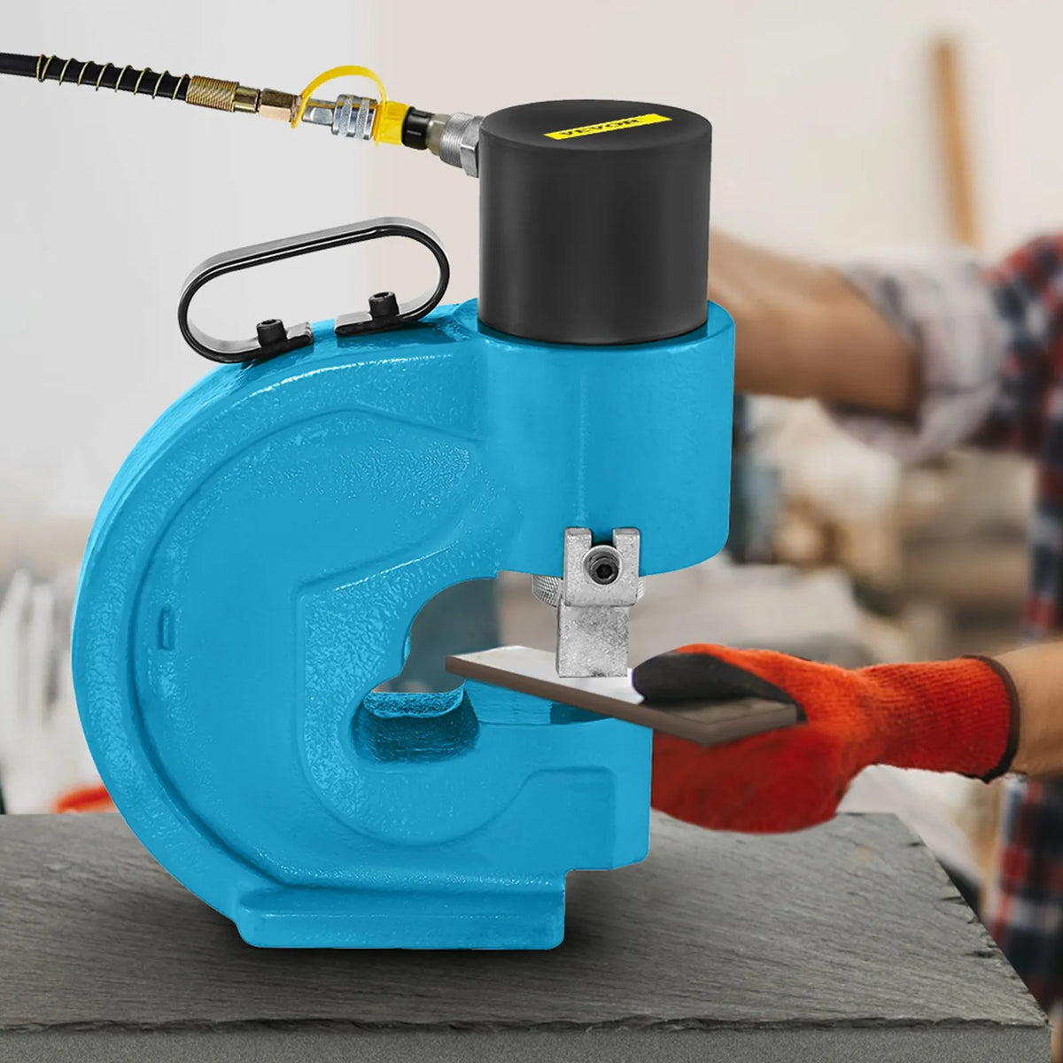 VEVOR CH-70 Hydraulic Drill-Breaker (Drilling and Breaking Tool) with 35 T Force, Flat Copper Drilling Capability, Electric L-Shaped Pump, and CP-700 H and CFP-800-1 Tungsten Steel Busbar Attachments