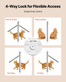 VEVOR kaķu durtiņas logam, regulējamas loga platumam 584–711 mm, 4 droši bloķēšanas režīmi, alumīnija rāmis ar augstas caurspīdības stiklu, magnētiska aizvēršanās, laikapstākļu izturīgas ātrās uzstādīšanas durtiņas kaķiem, baltas
