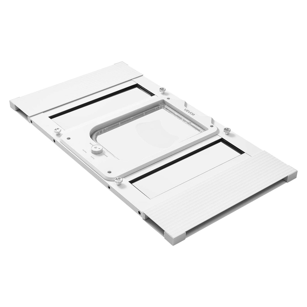 VEVOR Cat Door for Window with Glass and 4 Locking Modes, Window Width 584–711 mm, White