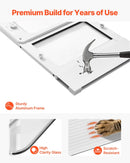 VEVOR kaķu durtiņas logam, regulējamas loga platumam 787–914 mm, 4 droši bloķēšanas režīmi, alumīnija rāmis ar augstas caurspīdības stiklu, magnētiska aizvēršanās, laikapstākļu izturīgas ātrās uzstādīšanas durtiņas kaķiem, baltas