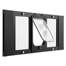 VEVOR kaķu durvis logam, regulējamas loga platumam 787–914 mm, 4 droši bloķēšanas režīmi, alumīnija rāmis un augstas caurspīdības stikls, magnētiska aizvēršana, laikapstākļu izturīgas, ātri uzstādāmas mājdzīvnieku durvis kaķiem, melnas