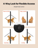 VEVOR kaķu durvis logam, regulējamas loga platumam 787–914 mm, 4 droši bloķēšanas režīmi, alumīnija rāmis un augstas caurspīdības stikls, magnētiska aizvēršana, laikapstākļu izturīgas, ātri uzstādāmas mājdzīvnieku durvis kaķiem, melnas