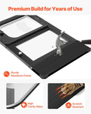 VEVOR kaķu durvis logam, regulējamas loga platumam 787–914 mm, 4 droši bloķēšanas režīmi, alumīnija rāmis un augstas caurspīdības stikls, magnētiska aizvēršana, laikapstākļu izturīgas, ātri uzstādāmas mājdzīvnieku durvis kaķiem, melnas