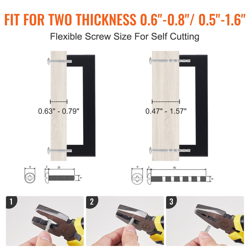 VEVOR 30 Gab. Skapīšu Rokturi 128 mm, Nerūsējošais Tērauds, Matēti Melni, Piemēroti Virtuvei un Vannasistabai