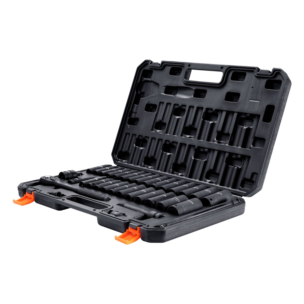 VEVOR 12,7 mm piedziņas trieciensloksnu komplekts, 33 gab, SAE 9,5 mm - 25,4 mm un metriskie 10-24 mm, 6-punktu Cr-V leģētais tērauds auto remontam, viegli salasāmi izmēru marķējumi, izturīga konstrukcija, uzglabāšanas kaste