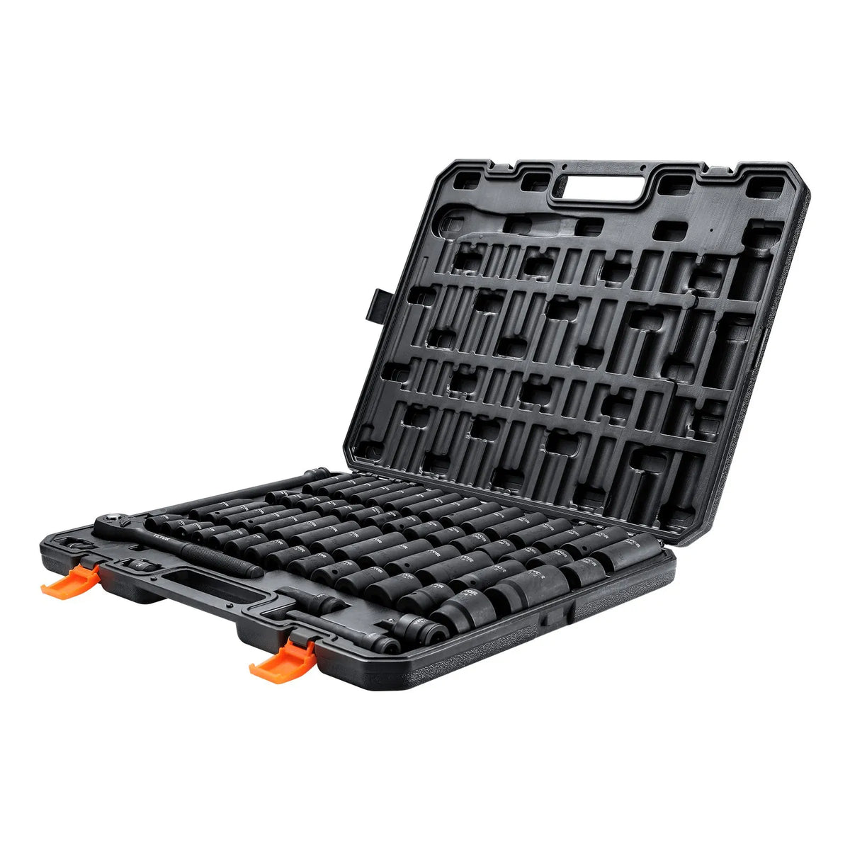 VEVOR 12.7 mm Impact Socket Set (EU Measurements), 65 Pieces, SAE 9.5–31.8 mm and Metric 10–24 mm, Hexagon Cr-V Alloy Steel for Auto Repair, Durable Construction, Easy-to-Read Markings, Storage Case