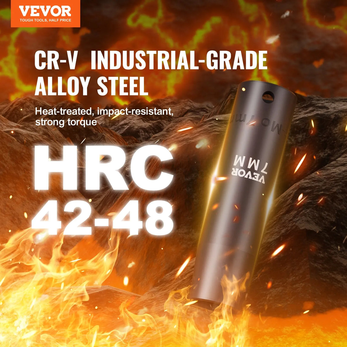 VEVOR 12.7 mm Impact Socket Set (EU Measurements), 65 Pieces, SAE 9.5–31.8 mm and Metric 10–24 mm, Hexagon Cr-V Alloy Steel for Auto Repair, Durable Construction, Easy-to-Read Markings, Storage Case