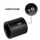 VEVOR Triecienuzgaļu Komplekts 9,5 mm, 26 Daļas - Triecienuzgaļi, Dziļie / Standarta Uzgaļi, 6-Punktu Uzgaļi, Izturīga Konstrukcija, Cr-V Metriskais Uzgaļu Komplekts 9-30 mm ar Uzglabāšanas Kasti