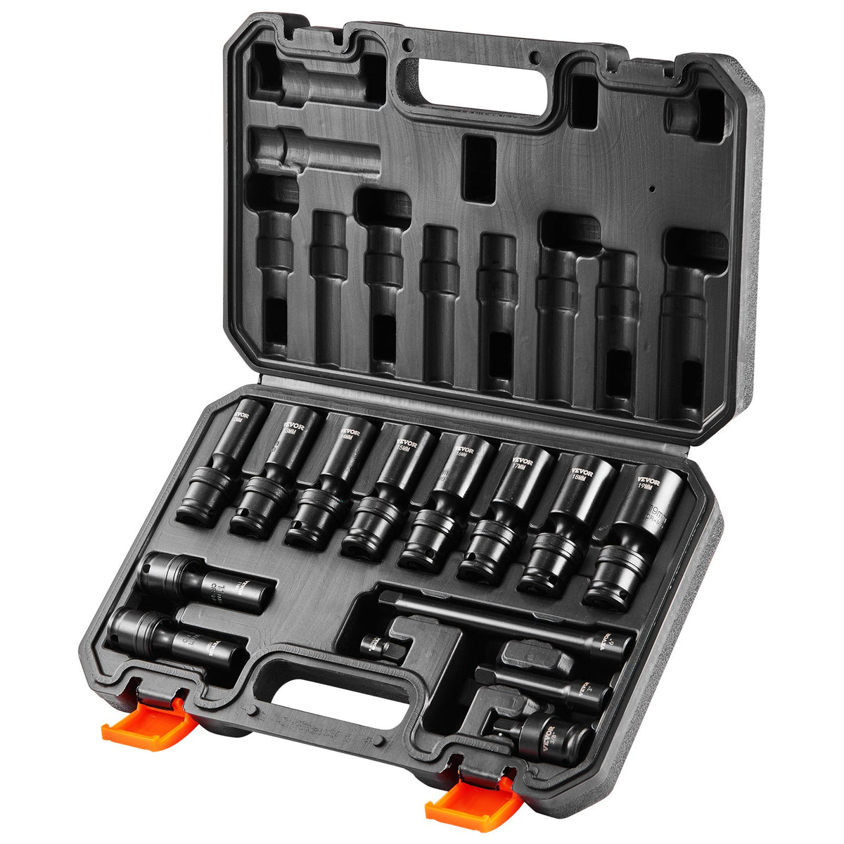 VEVOR 360° Rotating Impact Socket Set 14 Pieces, 9.5 mm Drive, 10–24 mm