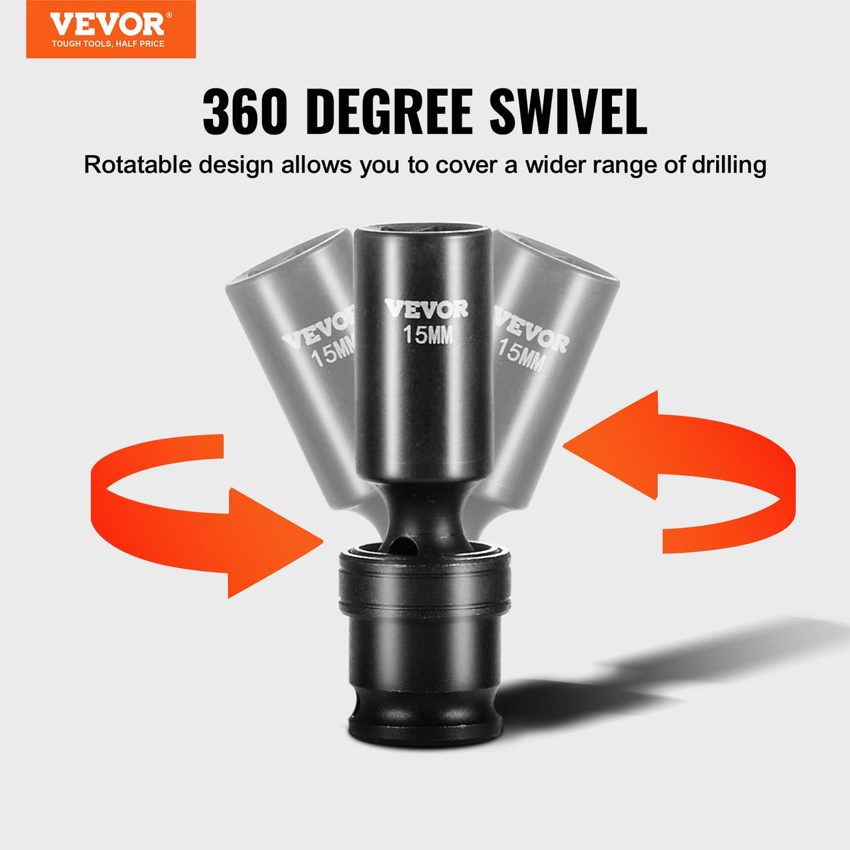 VEVOR 360° Rotating Impact Socket Set 14 Pieces, 9.5 mm Drive, 10–24 mm