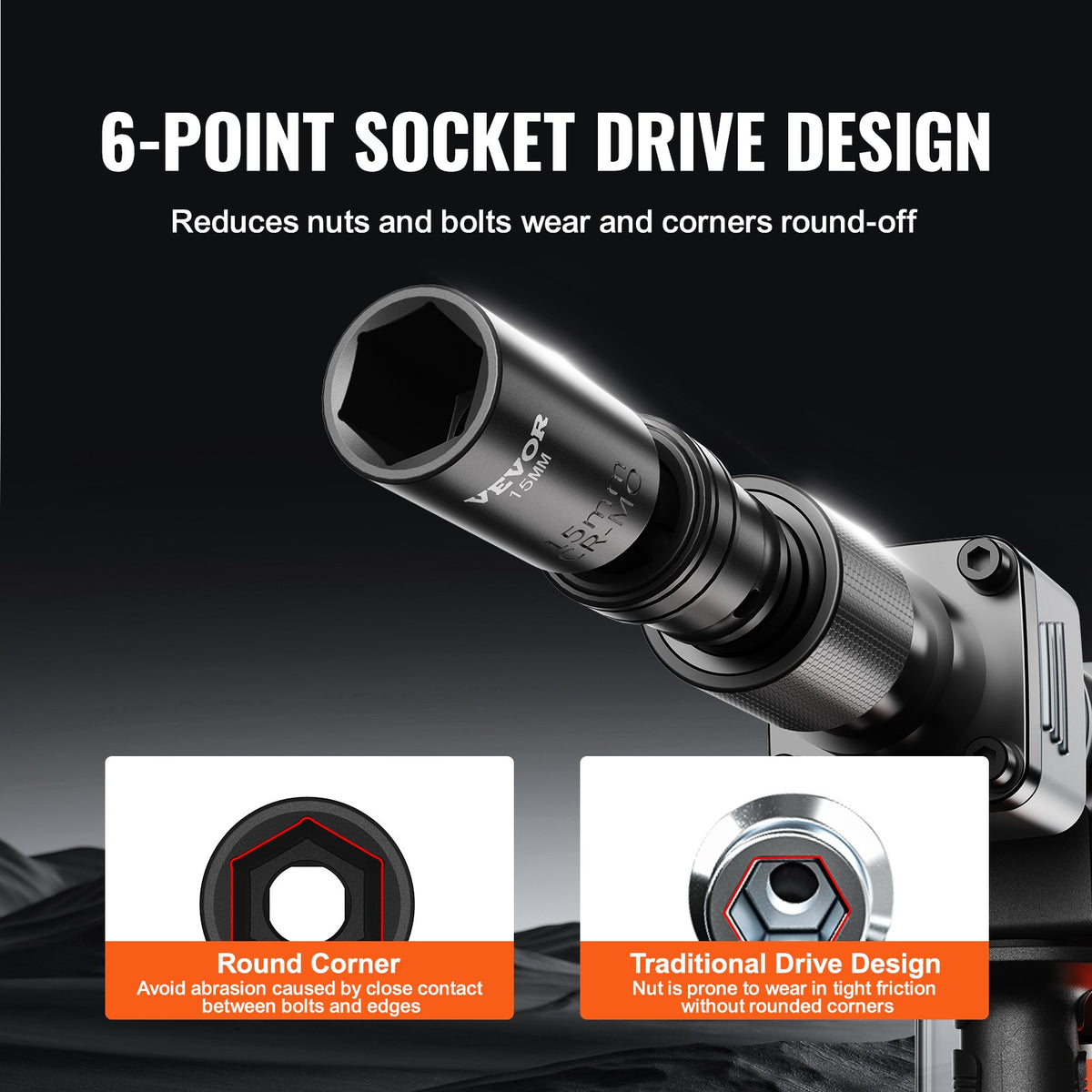VEVOR 360° Rotating Impact Socket Set 14 Pieces, 9.5 mm Drive, 10–24 mm