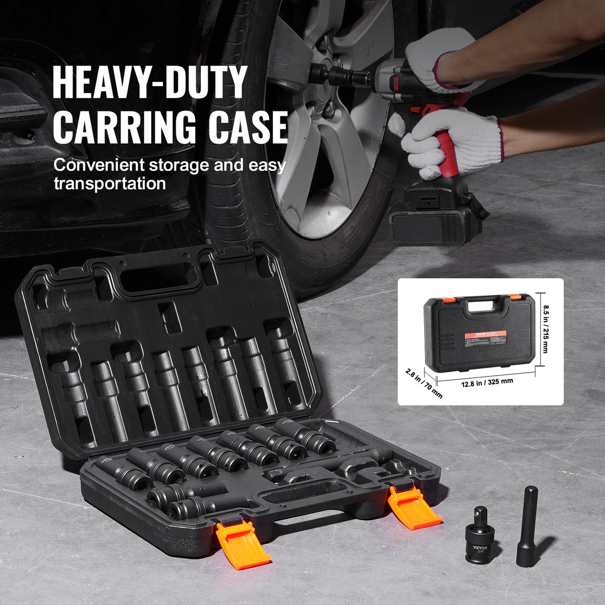 VEVOR 360° Rotating Impact Socket Set 14 Pieces, 9.5 mm Drive, 10–24 mm