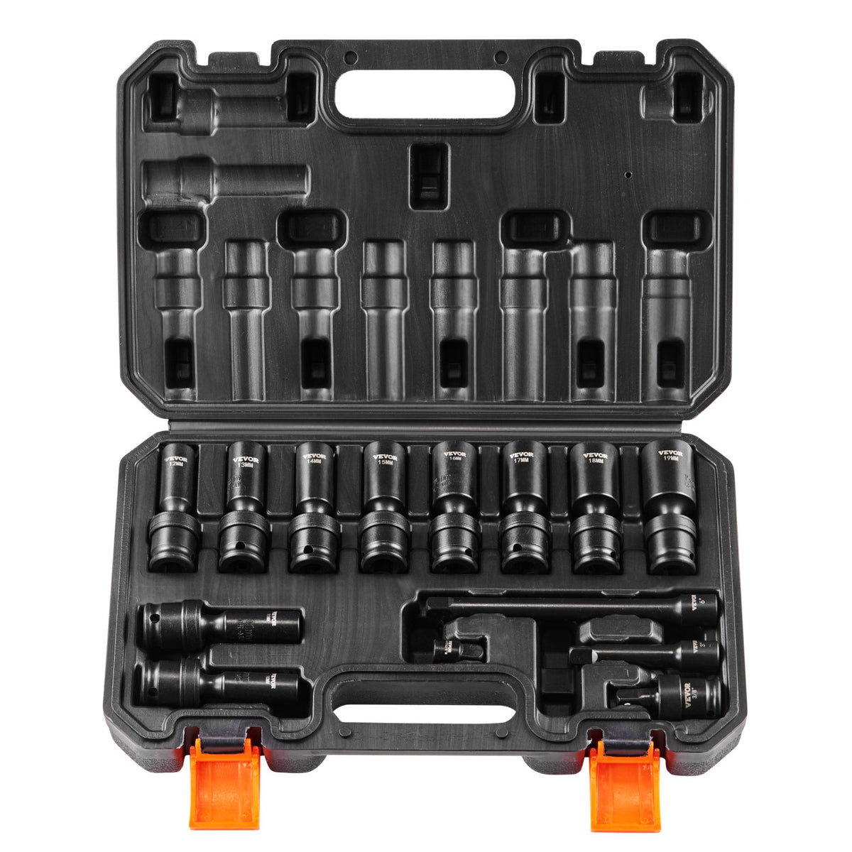 VEVOR 360° Rotating Impact Socket Set 14 Pieces, 9.5 mm Drive, 10–24 mm