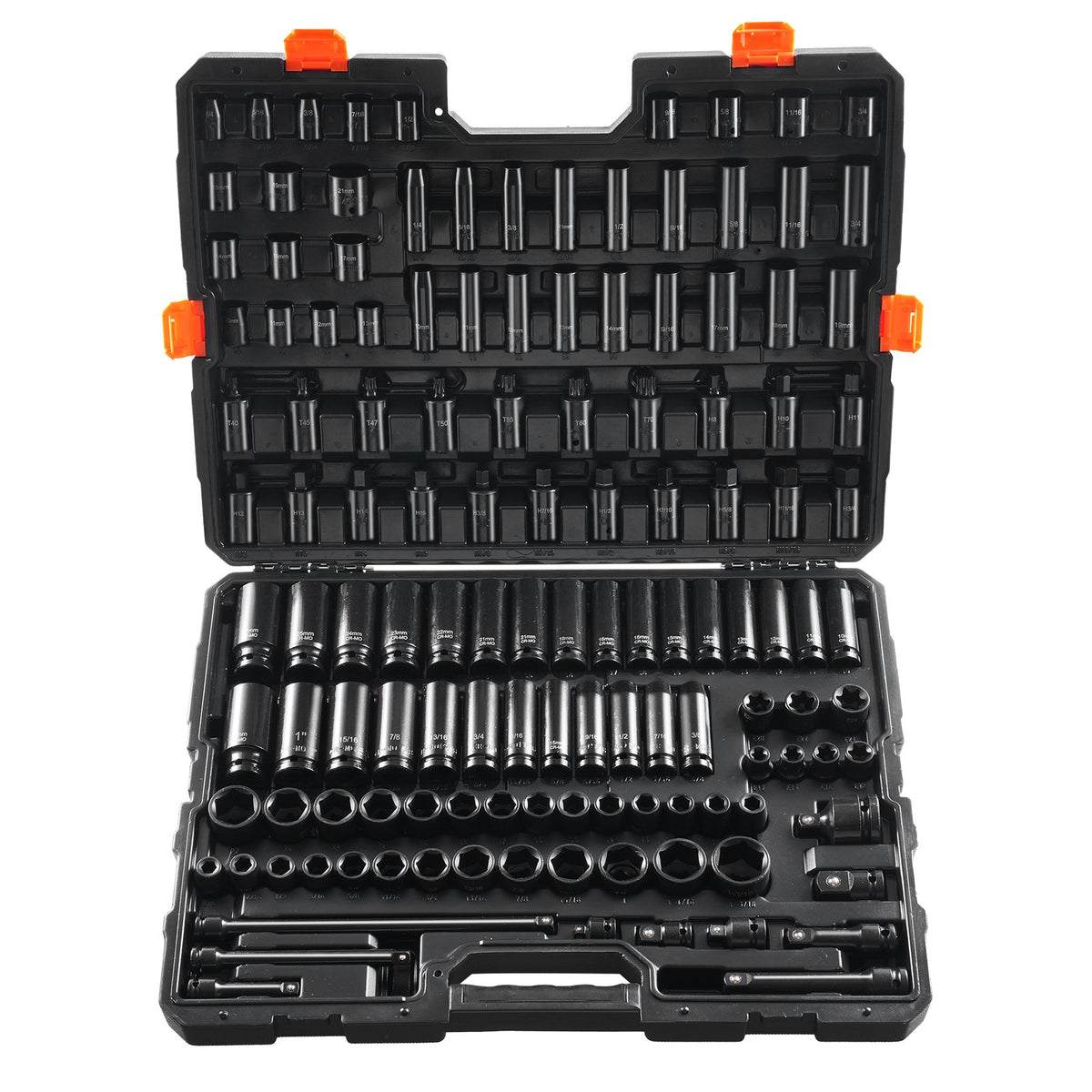 VEVOR Impact Socket Set 130 Pieces, 6-Point, 9.53 mm and 12.7 mm, with Bits, Ratchet Wrench and Tool Kit