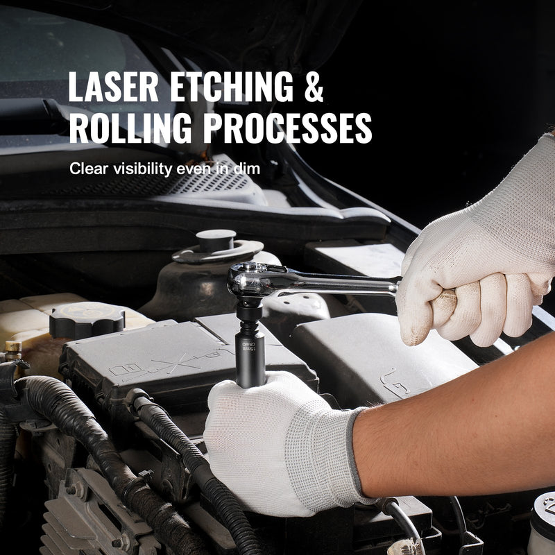 VEVOR trieciens uzgriežņu atslēgu komplekts 14 gab., 6-kantes, dziļie, 6,35 mm, 4-15 mm, Cr-Mo