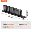 VEVOR trieciens uzgriežņu atslēgu komplekts 14 gab., 6-kantes, dziļie, 6,35 mm, 4-15 mm, Cr-Mo