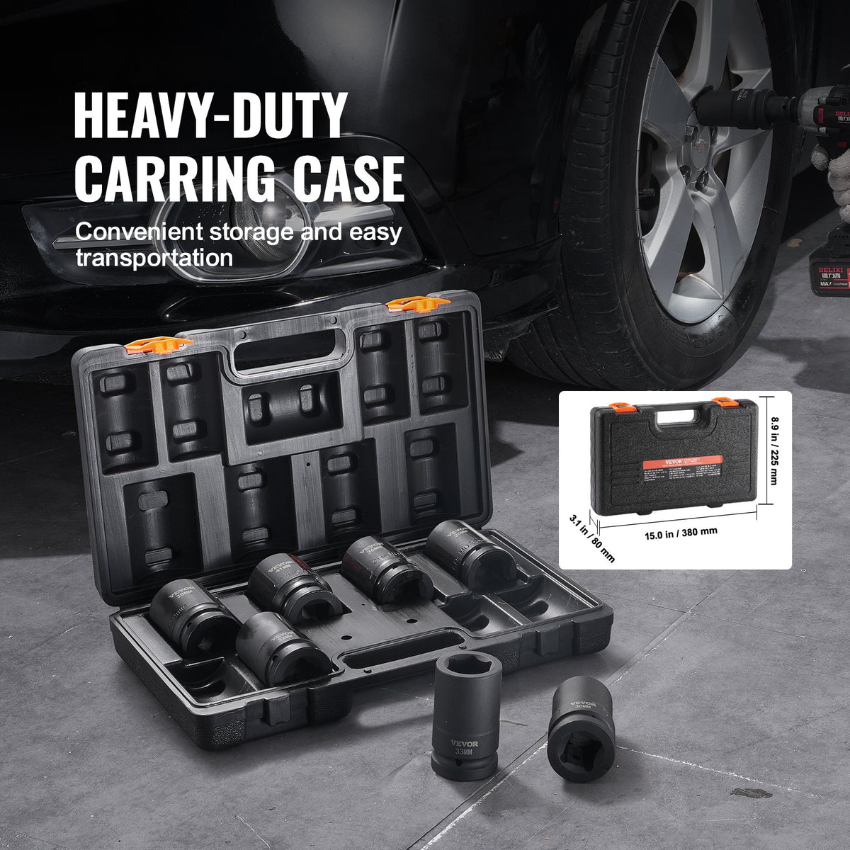 VEVOR Impact Socket Set 8 Pieces 6 Point 25.4 mm Drive