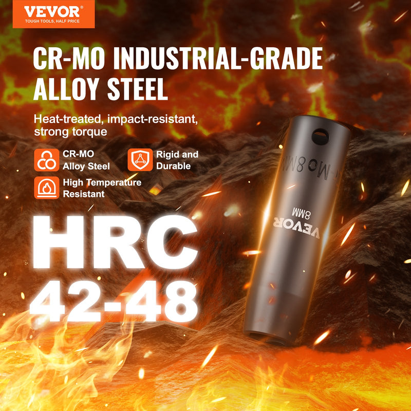 VEVOR trieciens uzgriežņu atslēgu komplekts 18 gab., 6-kantes, 9,53 mm, ar uzgaļiem, sprūdrata atslēgu un kārbu