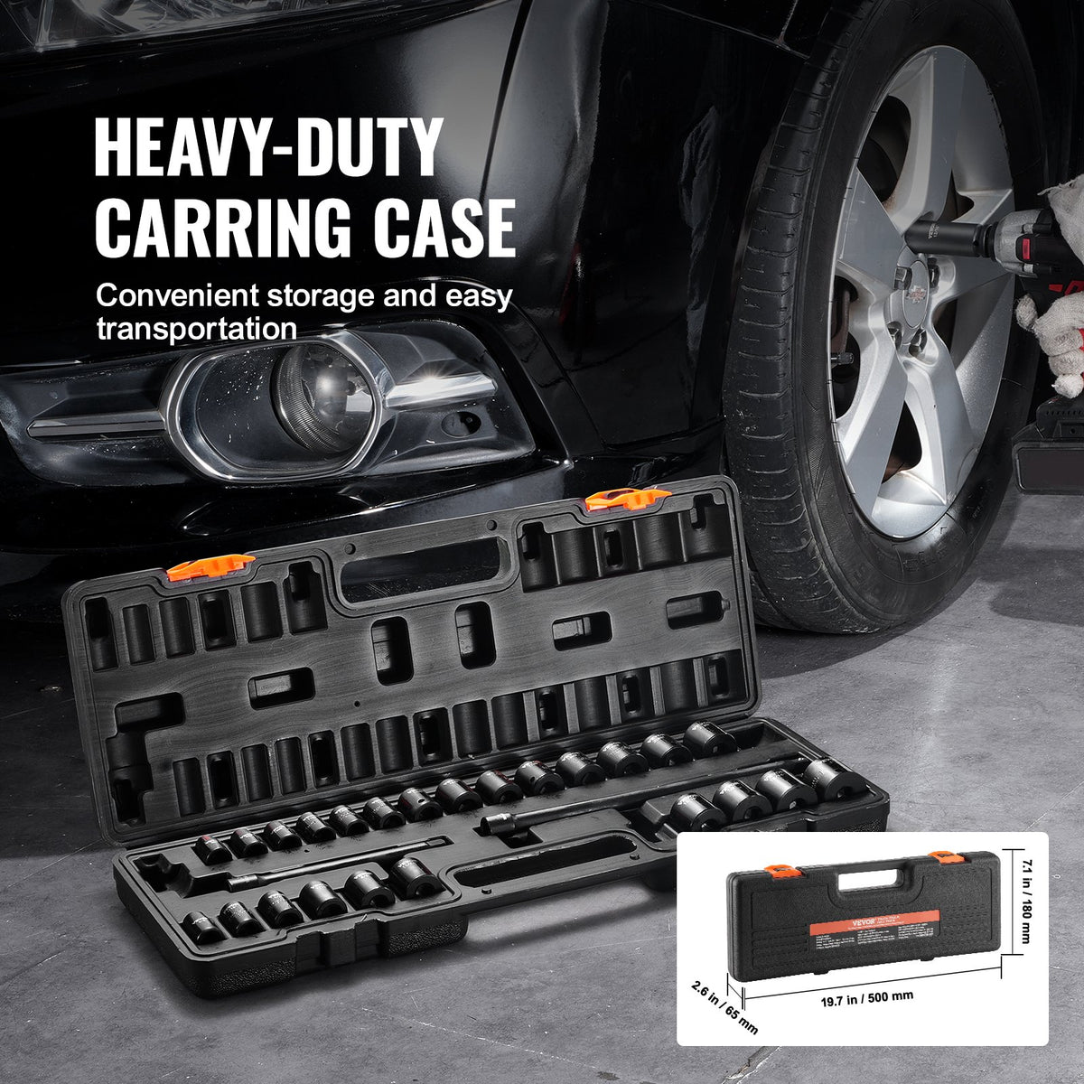 VEVOR Impact Socket Set 29 Pieces 6-Point 9.5 mm Drive