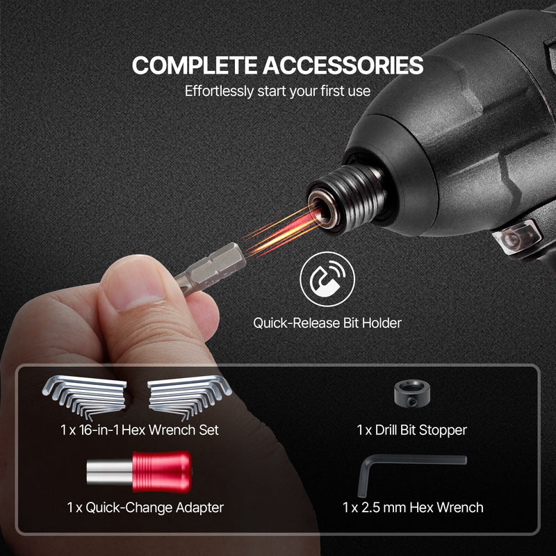 VEVOR urbju un skrūvgriežu uzgaļu komplekts, 318 daļas, urbšanai un skrūvēšanai kokā, metālā un betonā, kombinēts komplekts ar sakārtotu pārnēsājamu koferi