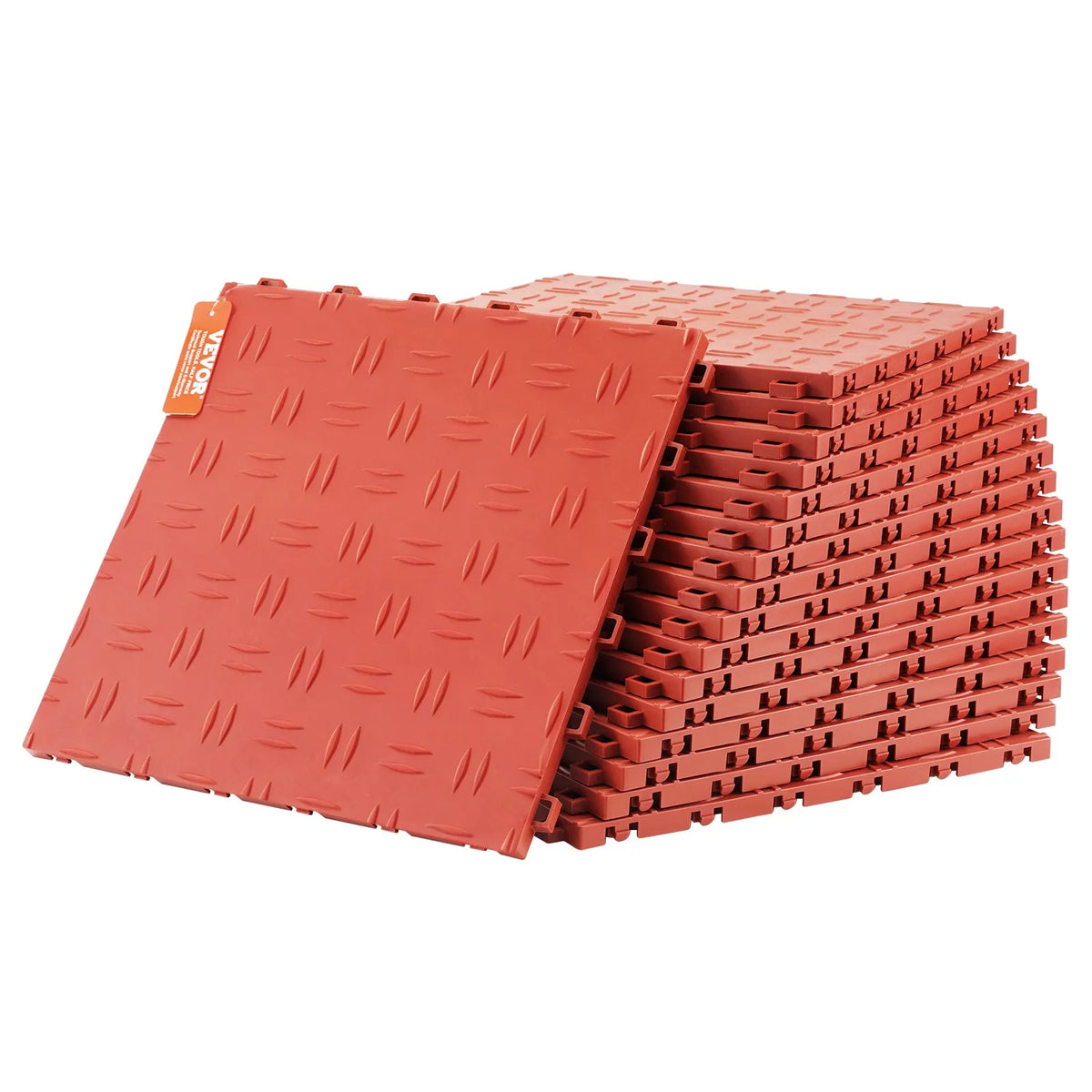 VEVOR — соединяемые плитки для пола в гараже, 30,5 × 30,5 × 1,35 см, 25 шт., с противоскользящей текстурой с обеих сторон, красного цвета