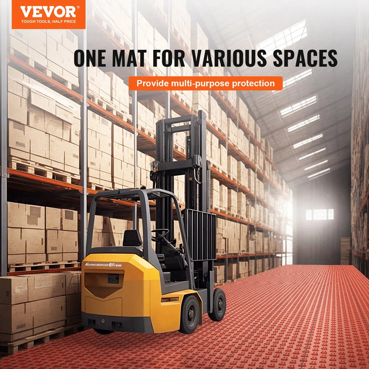 VEVOR — соединяемые плитки для пола в гараже, 30,5 × 30,5 × 1,35 см, 25 шт., с противоскользящей текстурой с обеих сторон, красного цвета