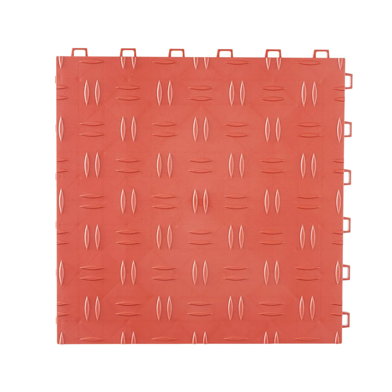 VEVOR savienojamas garāžas grīdas flīzes 30,5 × 30,5 × 1,35 cm, 25 gab., ar neslīdošu divpusēju tekstūru, sarkanas