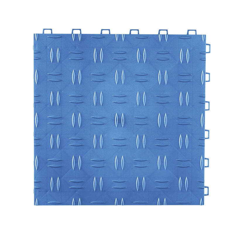 VEVOR savienojamas garāžas grīdas flīzes 30,5 × 30,5 × 1,35 cm, 25 gab., ar neslīdošu divpusēju tekstūru, zilas