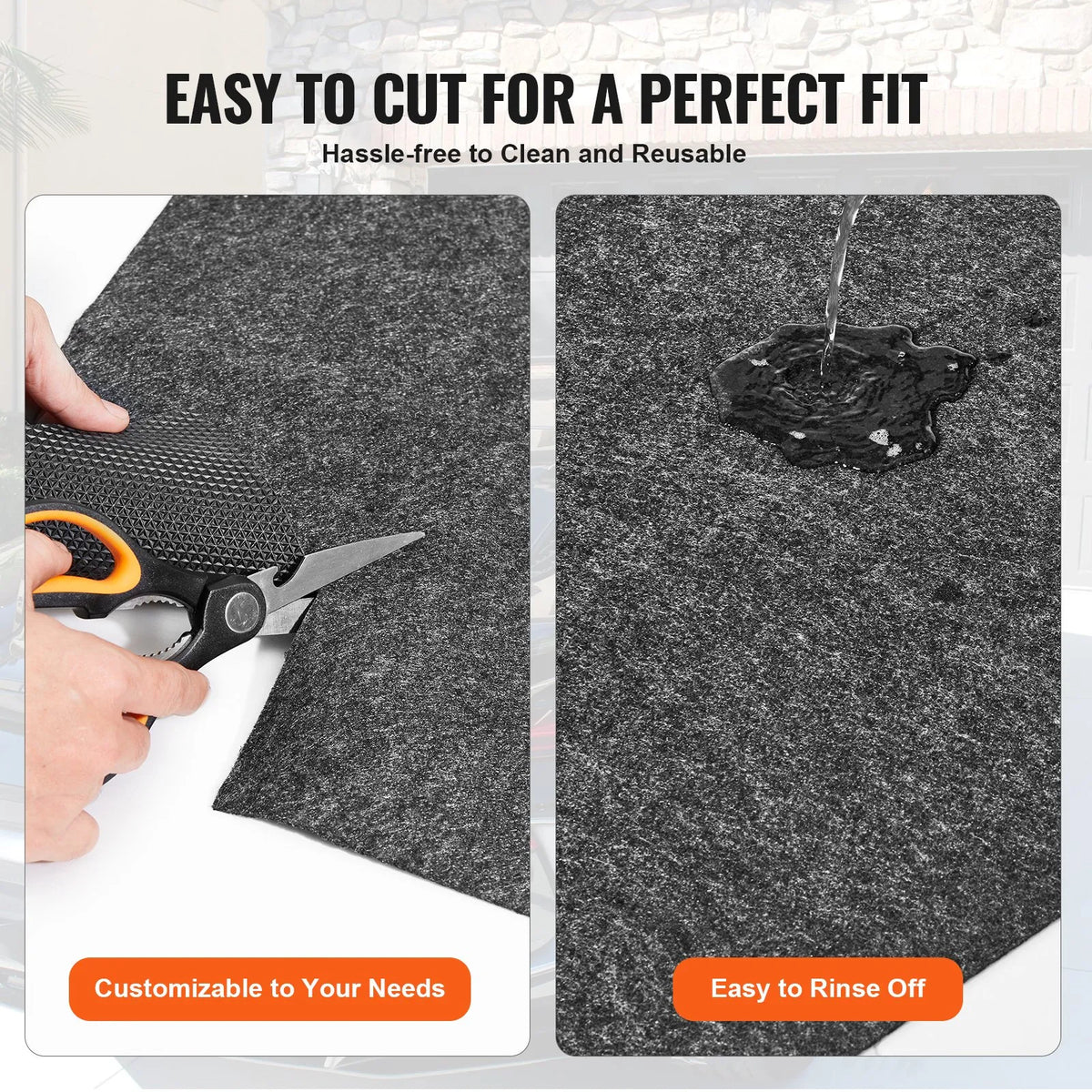 VEVOR Waterproof Garage Floor Mat for Car Parking, Non-Slip, Compact Size 2 x 2.6 m, Heavy-Duty Drainage Mat, Protects Garage Floor from Water, Mud and Oil, Suitable for Garages, Greenhouses and Entrances