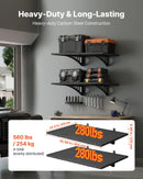 VEVOR 2 līmeņu smagās slodzes sienas plaukts garāžai 610 x 914 mm, tērauda sienas stiprināms plauktu bloks, 610 x 914 mm katram plauktam, kopējā slodze 254 kg, melns - ZEMLETES.LV
